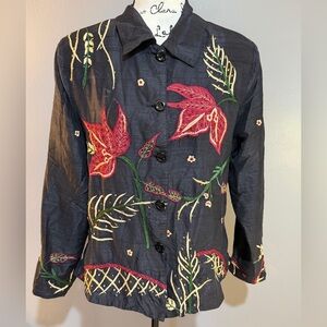 Blutique Black and Red Silk Blouse Sz L